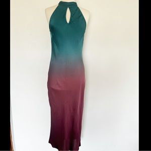 YFB high neck ombré slip dress blue and purple